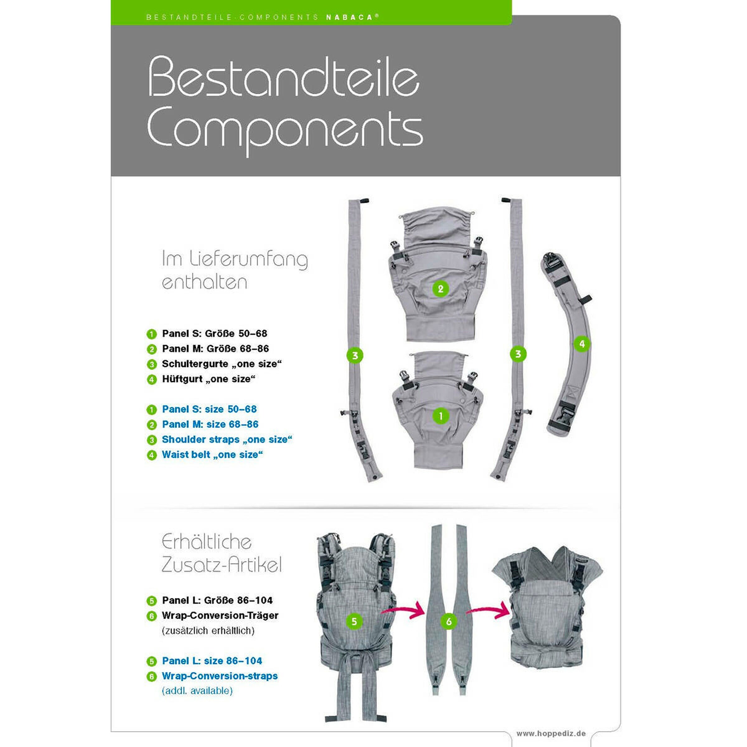HOPPEDIZ® Babytrage Nabaca Basic-Set Klassik grau