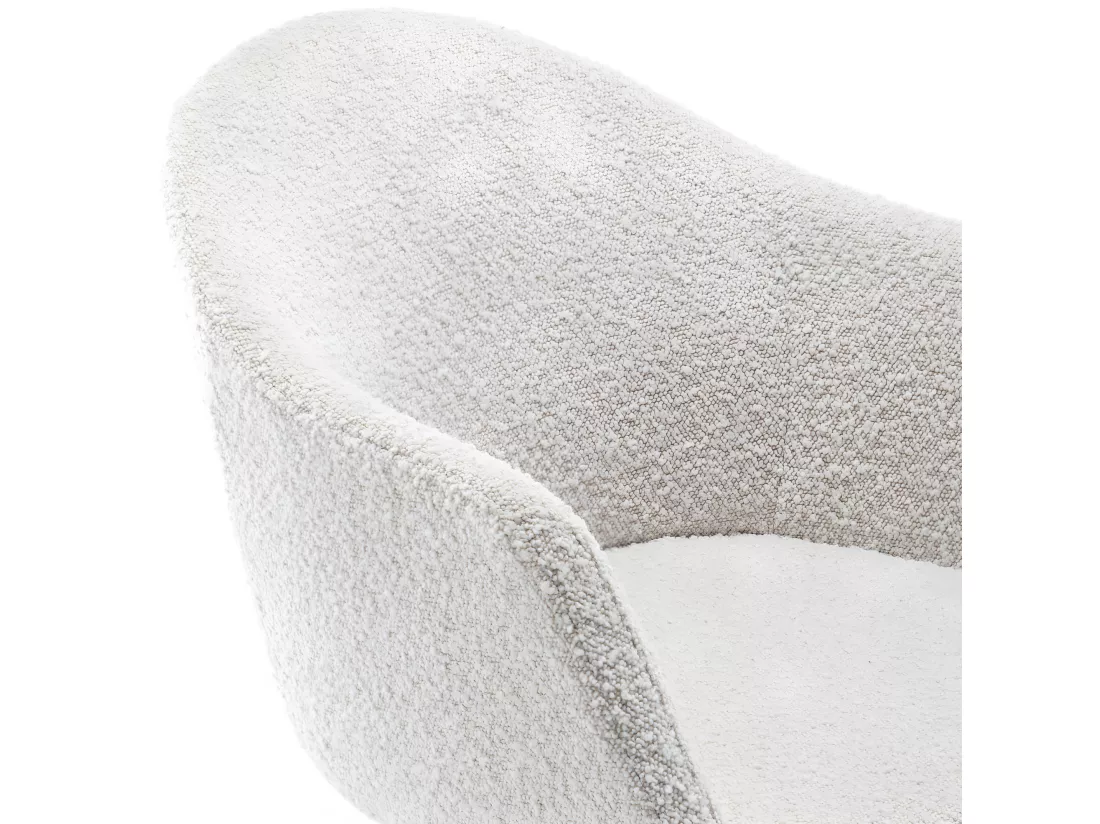 Kooij - Chaise de bureau en tissu bouclette et métal - Écru