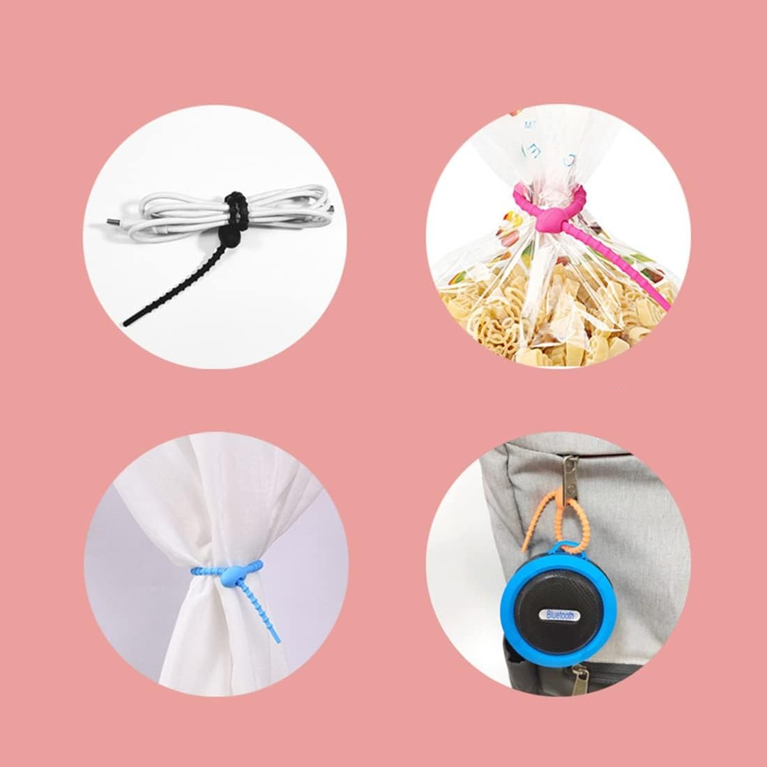 (30er Set) 15cm Wiederverwendbare Silikon Kabelbinder Kabel Organizer Kabel Clip Kabelhalter - Bunt