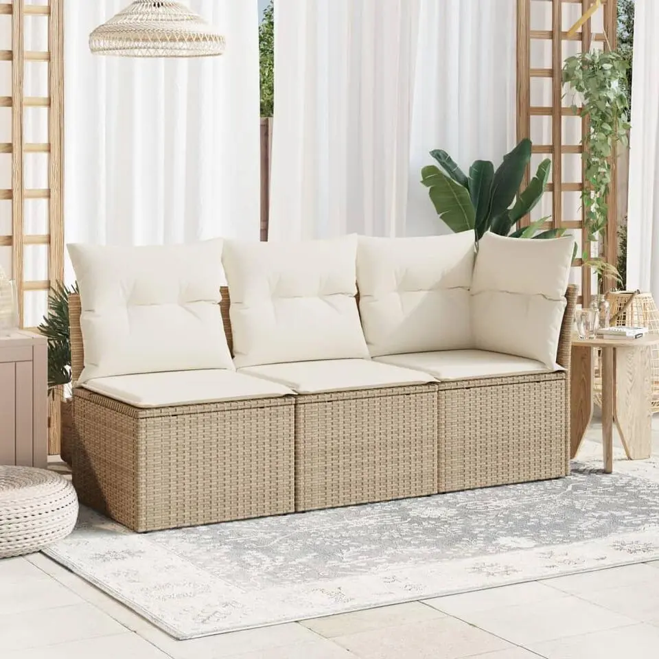 vidaXL - Tuinbank - Beige - Poly rattan