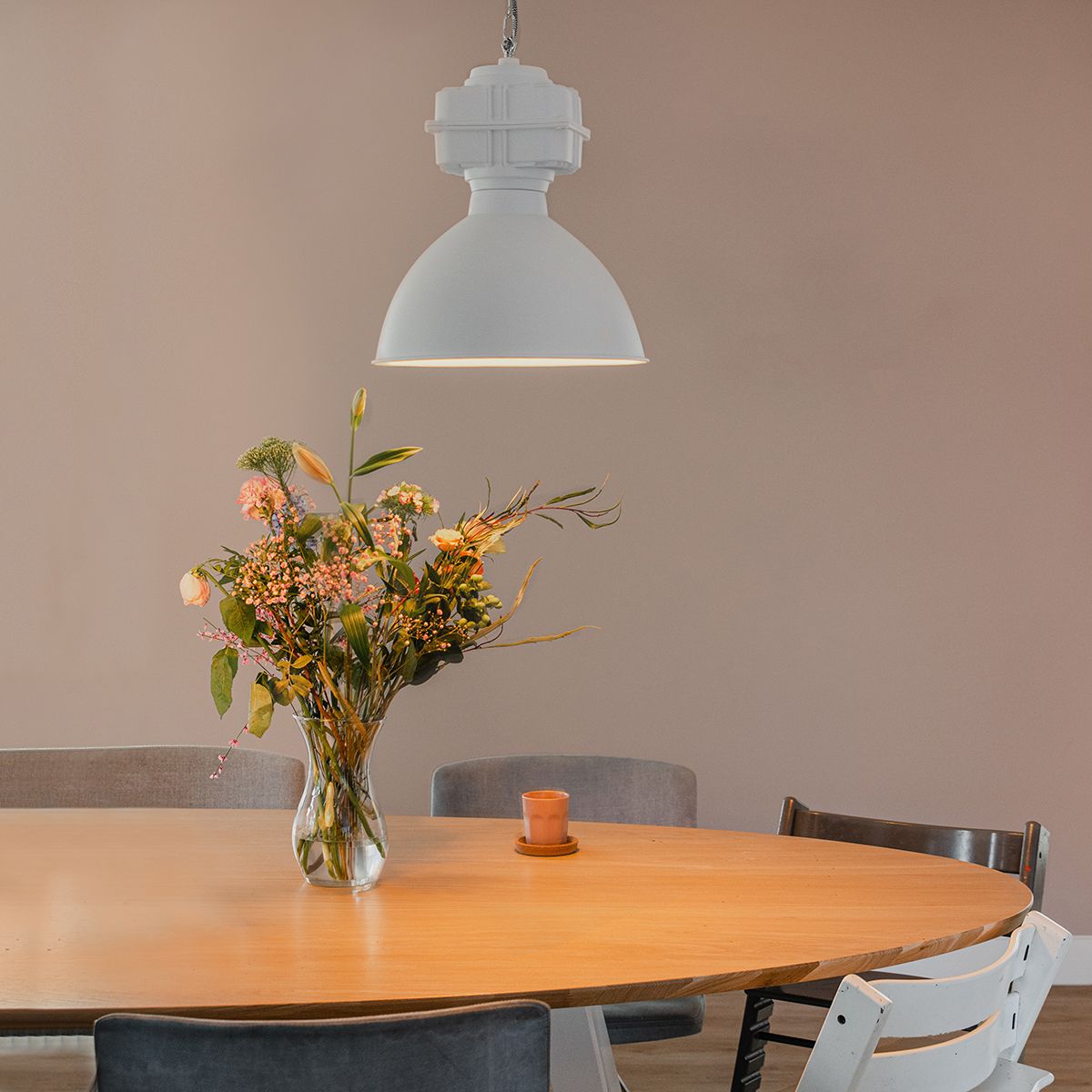 Industriële hanglamp klein mat wit - Sicko