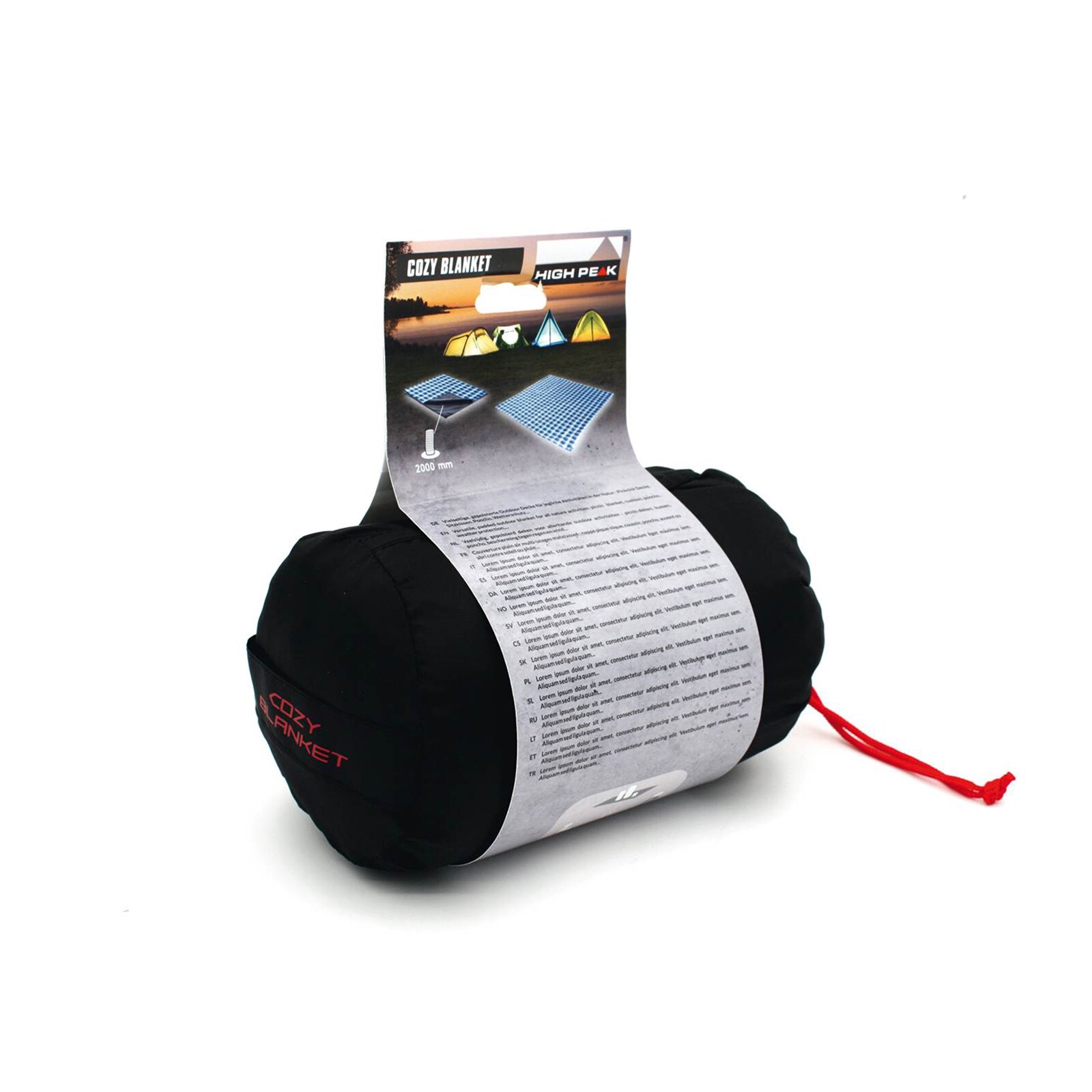 HIGH PEAK Campingdecke Cozy Picknickdecke Reisedecke Strand Decke Picknick 180cm