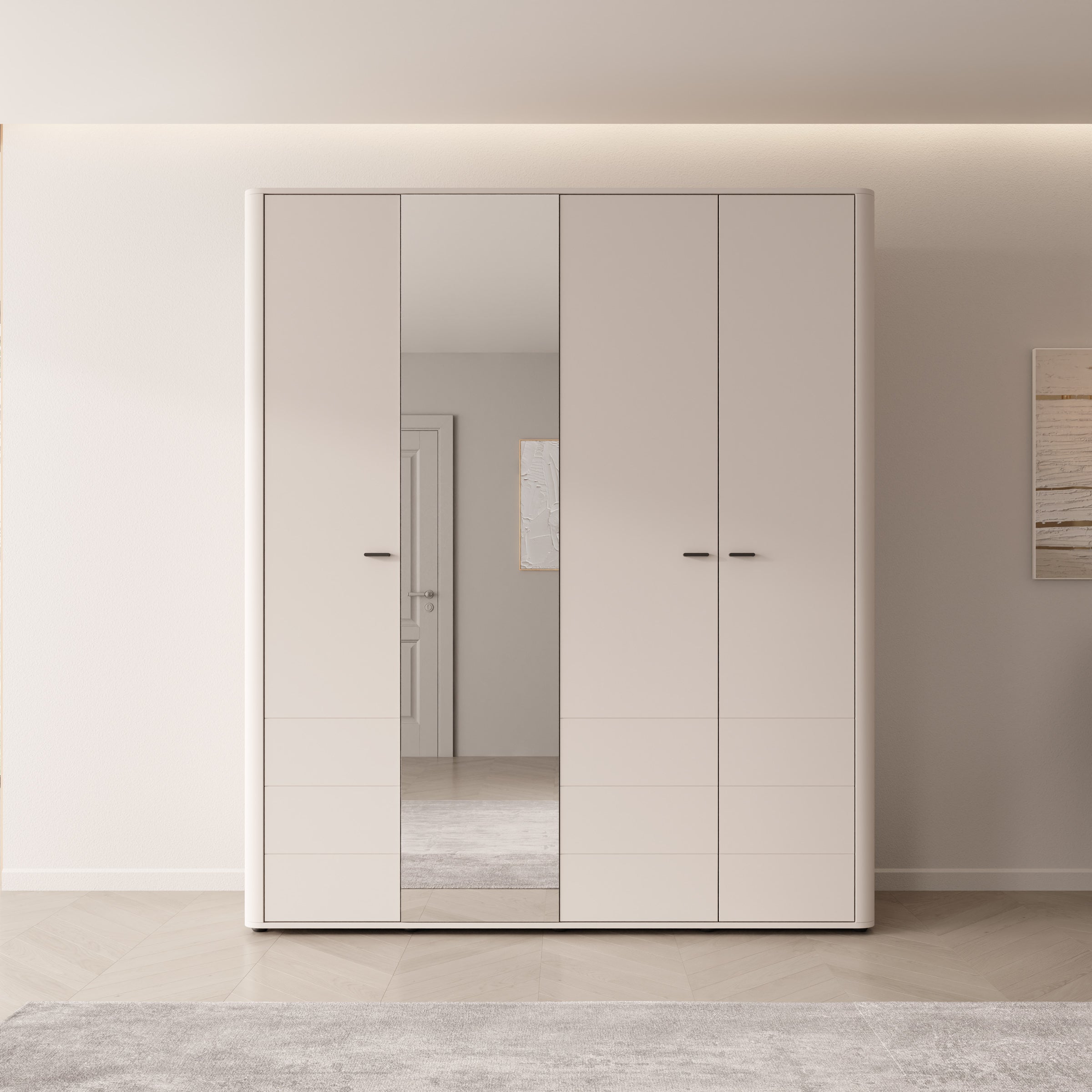 Meubella - Sorello - Kledingkast 4 deurs - Beige - 180x56x211 cm