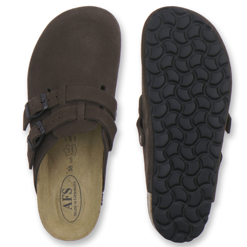 modischer Clogs Damen Leder espresso Velour