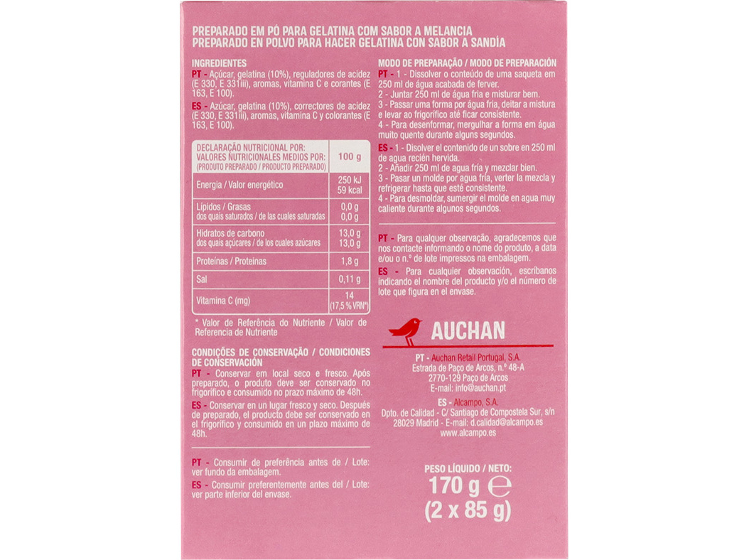 GELATINA AUCHAN MELANCIA 170G