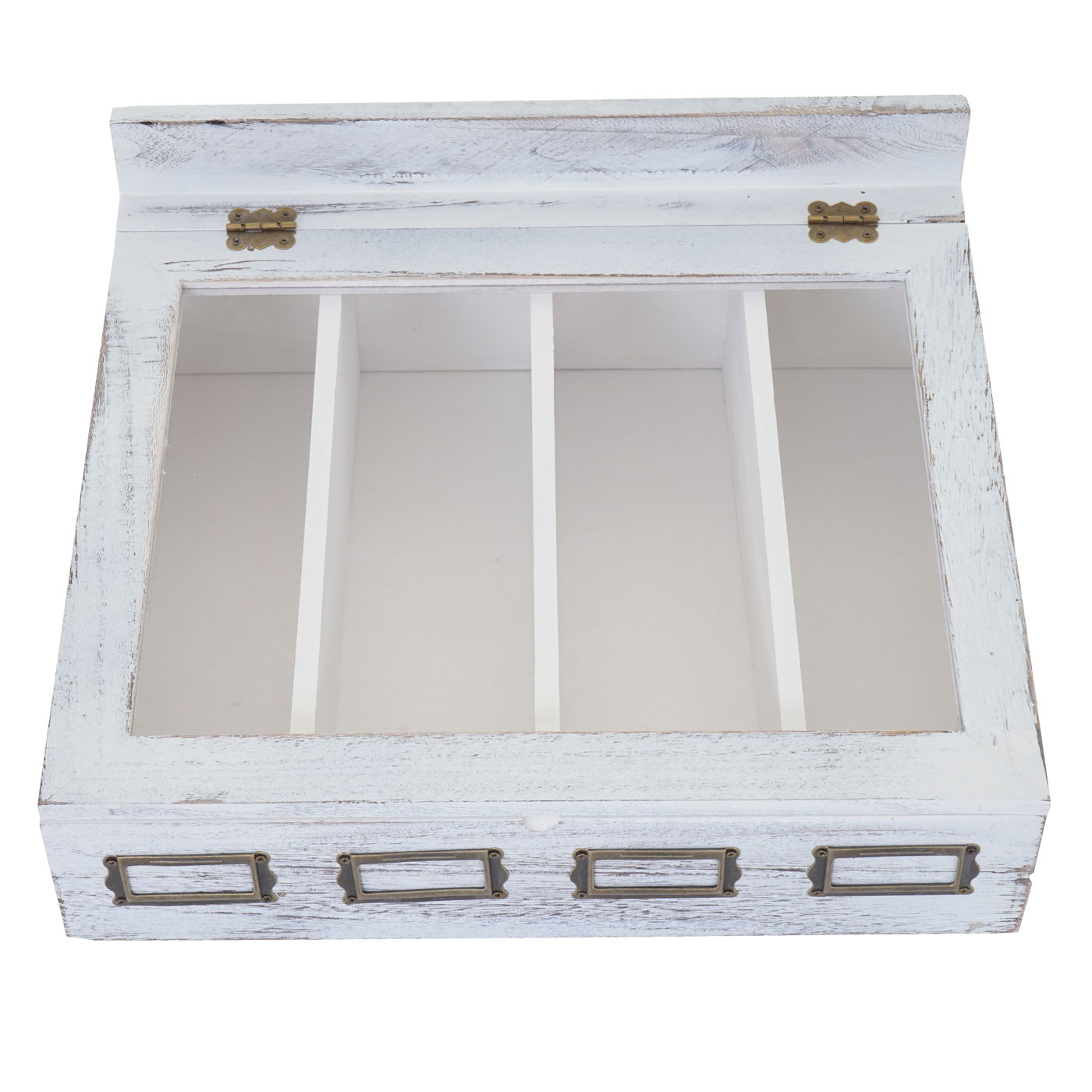 Besteckkiste MCW-C25, Holzbox mit Deckel Besteckkasten, Paulownia 17x37x33cm ~ weiß, shabby