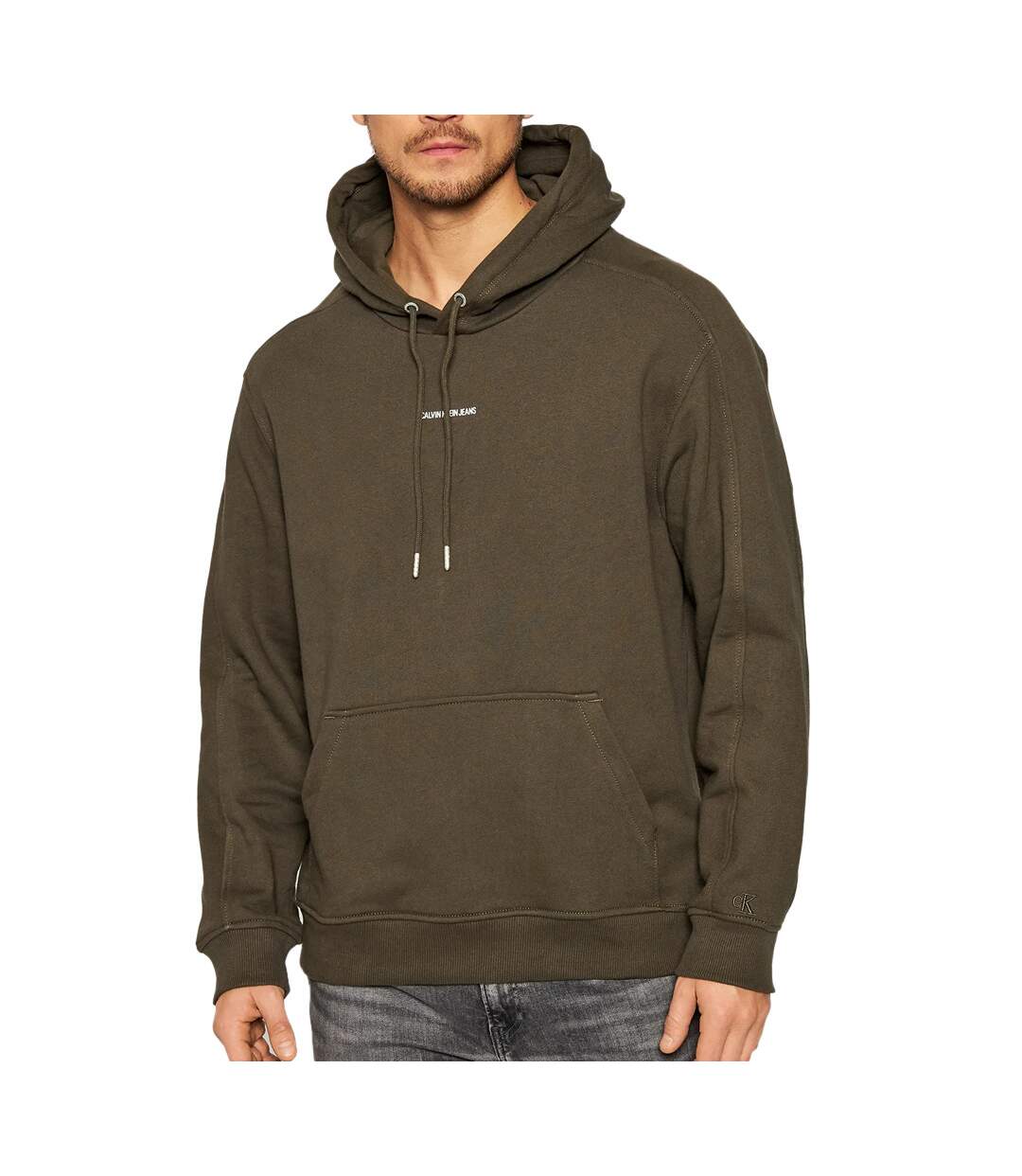 Sweat à capuche Marron Homme Calvin Klein Micro