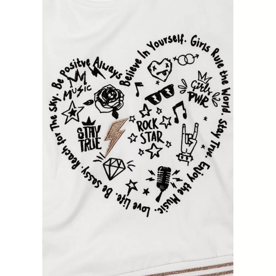 MINOTI Longsleeve mit Glitzersaum Cremeweiß