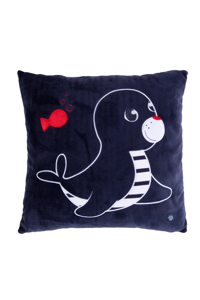 Coussin carré phoque - velours et coton