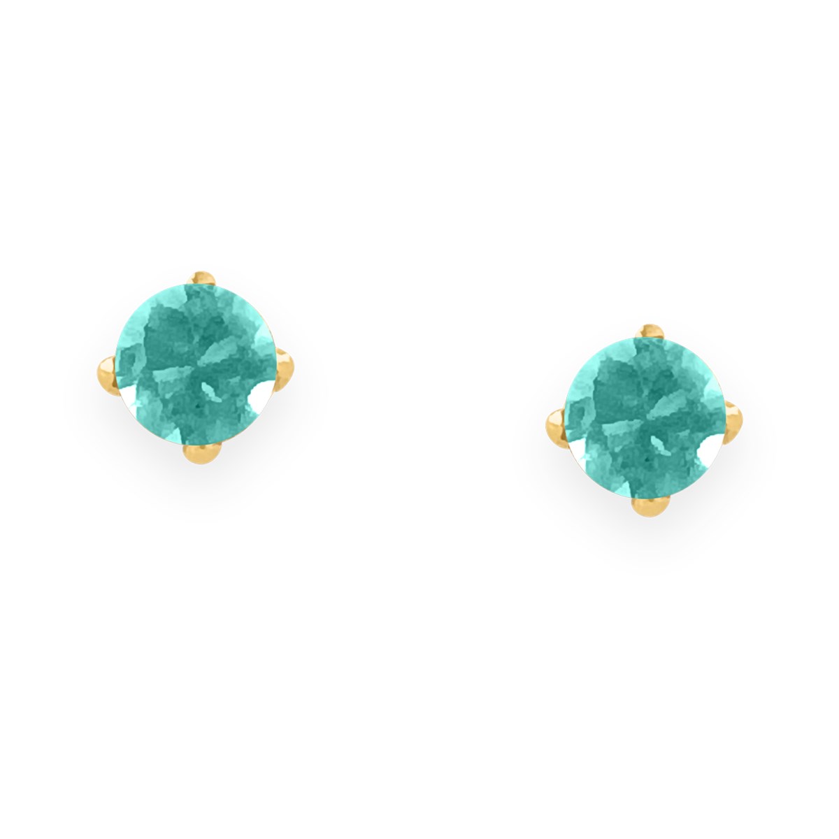 Boucles d'oreilles en acier doré avec Oxyde de Zirconium 4mm teinté turquoise