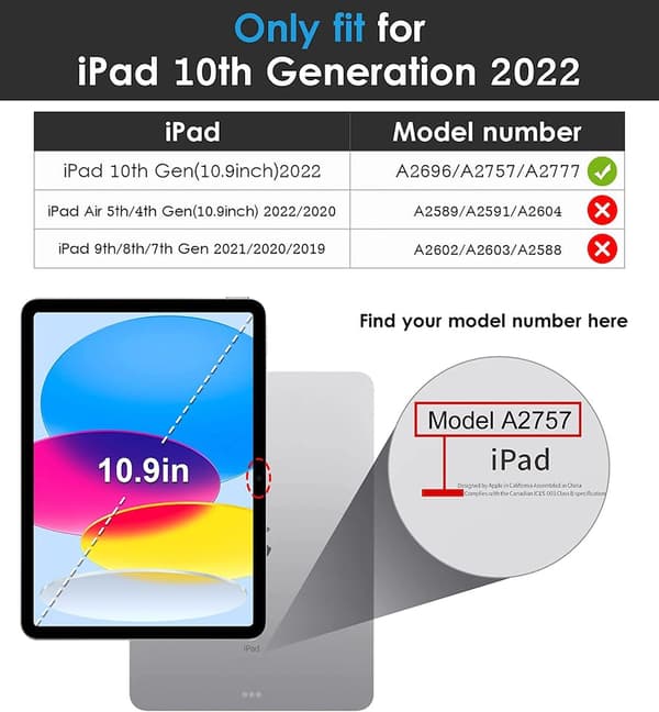 iPad 10.9 2022 generasjons etui sammenleggbar svart