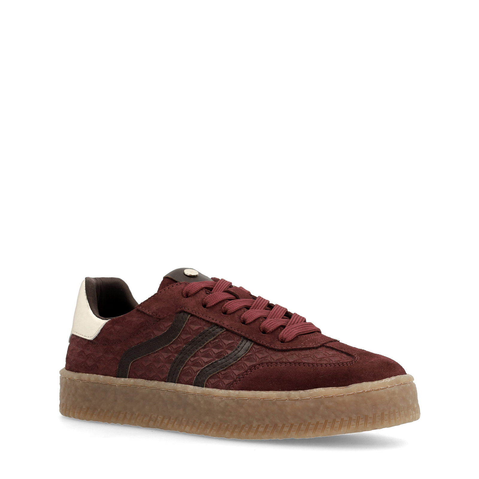 Burgundy leren sneakers met suède details