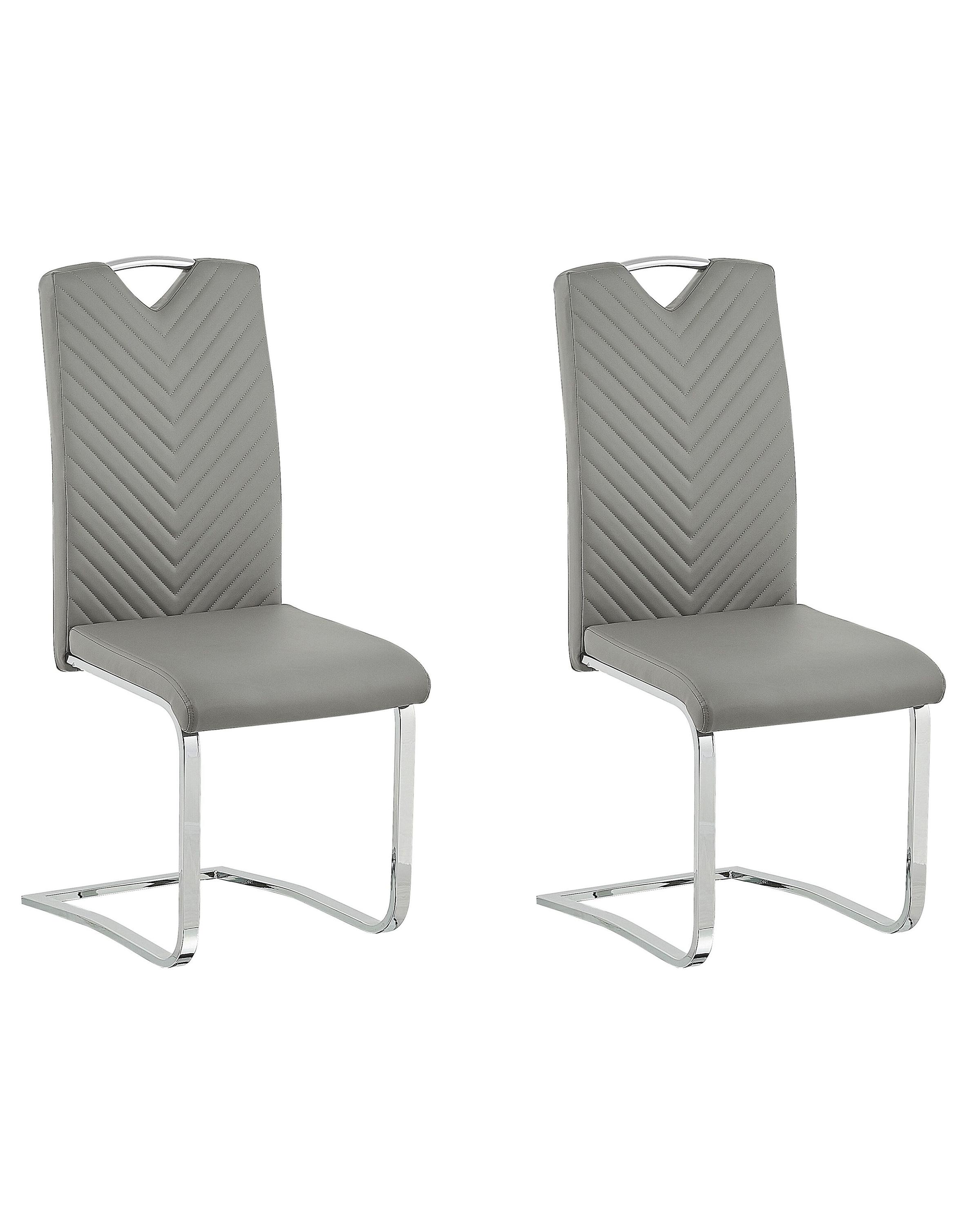 Set van 2 eetkamerstoelen PICKNES Kunstleer Lichtgrijs