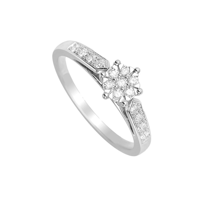 Bague Femme - Or 18 Carats - Diamant 0,23 Carats