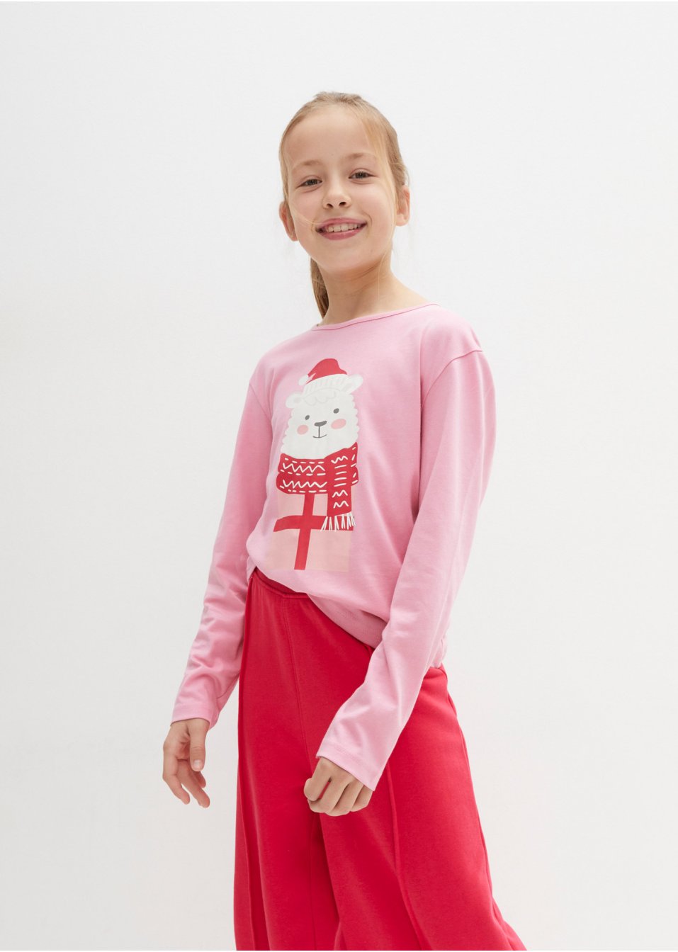 Lot de 2 T-shirts manches longues fille avec motif de Noël