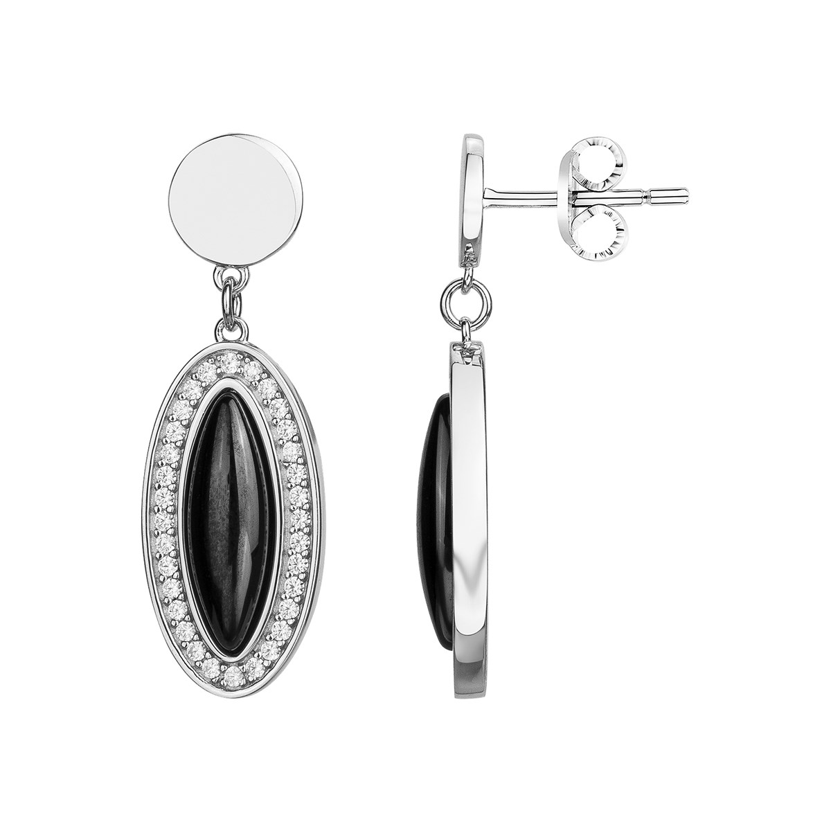 Boucles d'oreilles pendantes en Argent avec oxyde de zirconium blanc