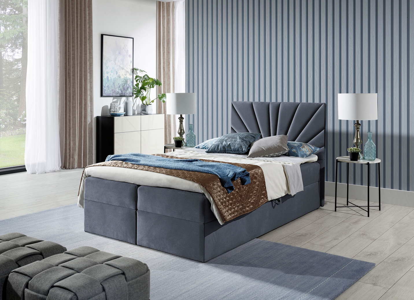 Boxspringbett mit abnehmbaren Topper