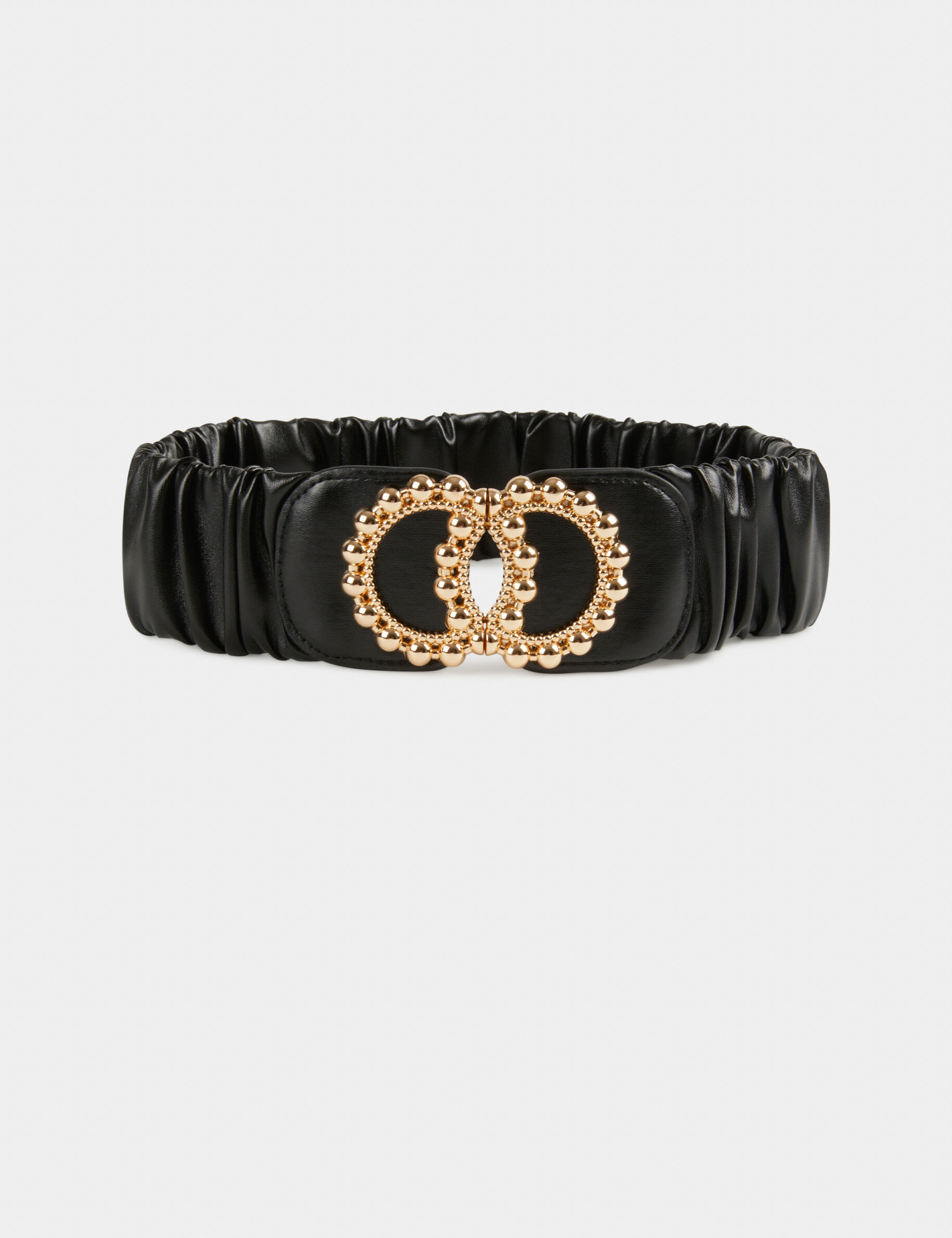 Ceinture élastiquée avec boucles noir femme - noir