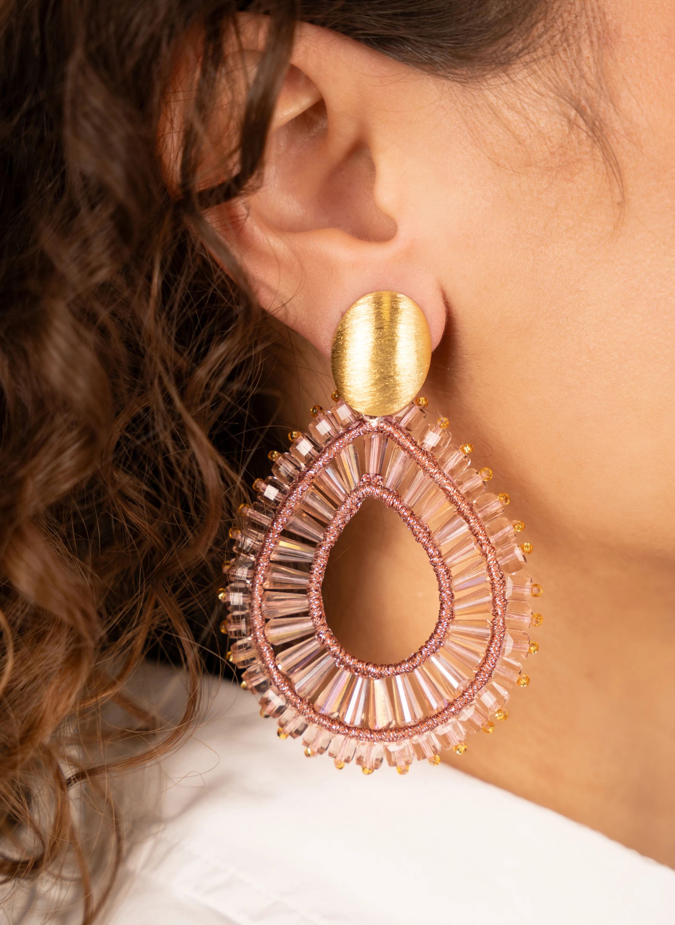 LOTT.gioielli Ohrringe MARUREEN OPEN DROP FLAT DOUBLE STONES OLD PINK by GLAMBOU