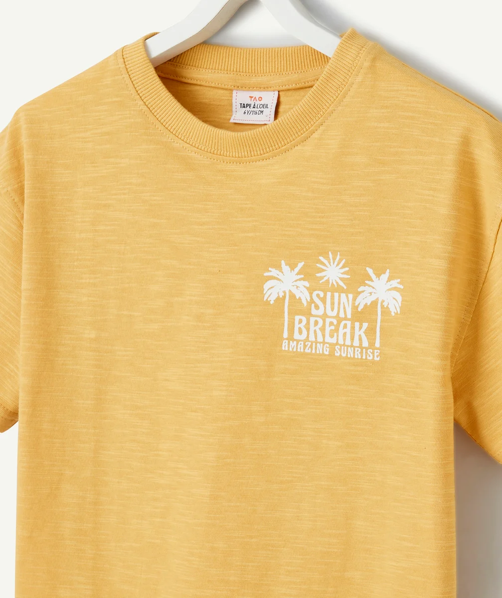 t-shirt manches courtes garçon en coton bio jaune thème soleil