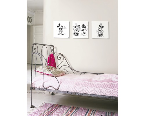 Canvas schilderij Disney Mickey & Minnie I set van 3 3x 30x30 cm