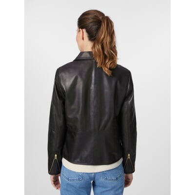 Damen-Roadsterjacke Pferdeleder, Schwarzbraun