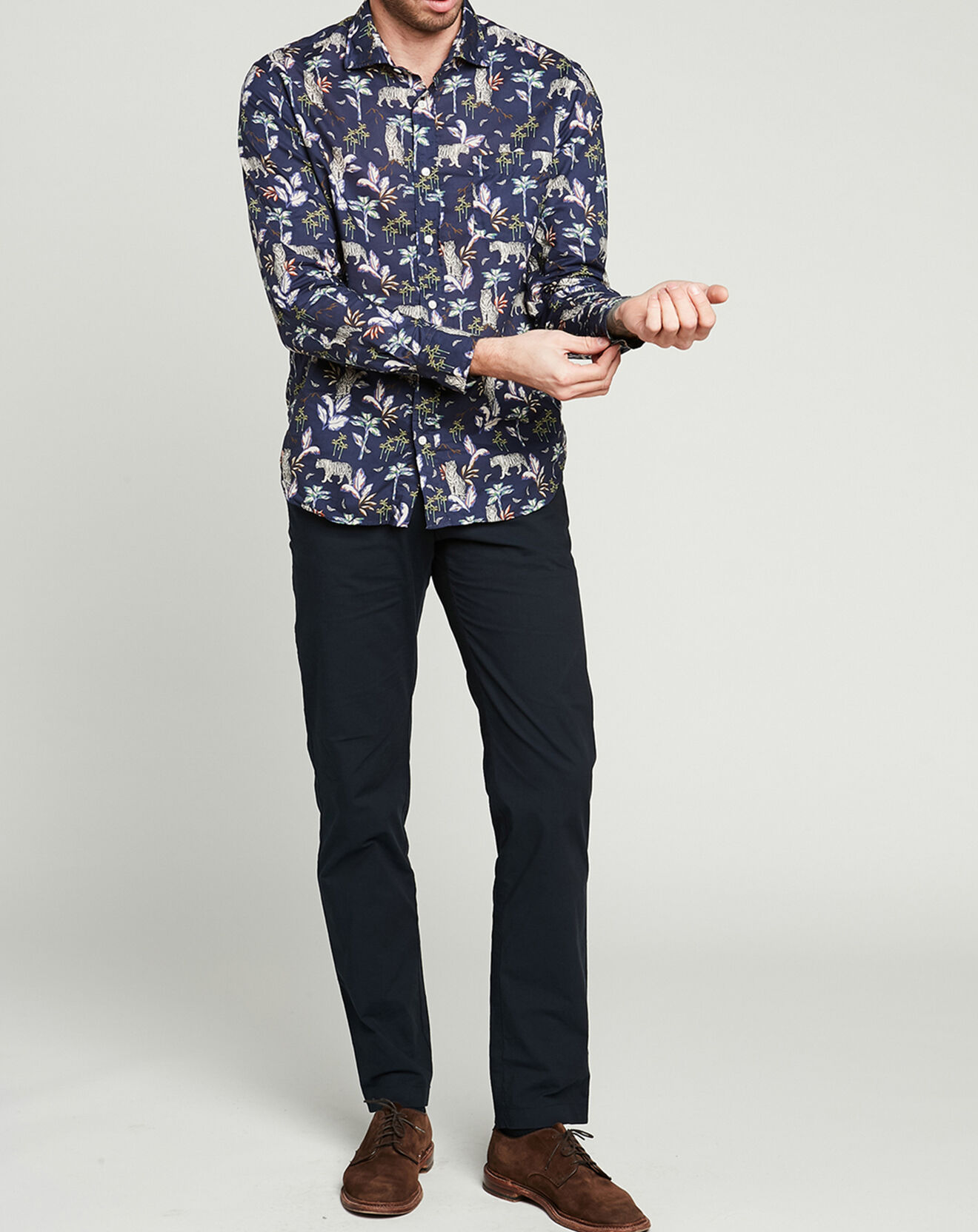 Hartford Chemise regular Paul jungle bleu marine