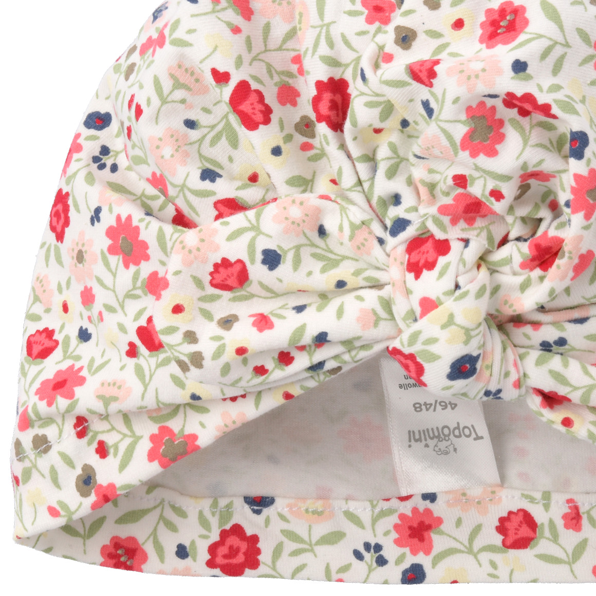 Topomini Baby Turban-Mütze mit Blumen-Allover weiss / pink / bunt