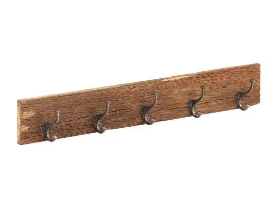 Cintre de couloir et 5 crochets 100x2,5x15 cm Bois récupération