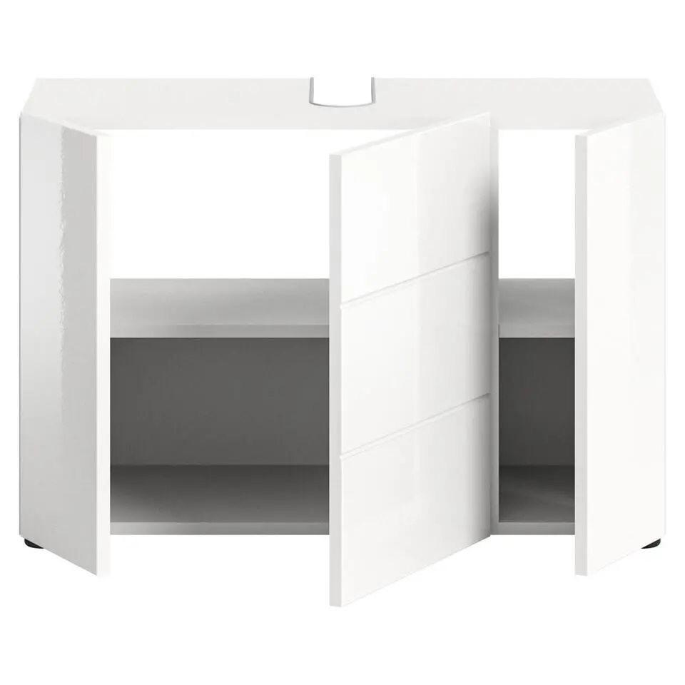 Hioshop Vira wastafel 3 deuren- 5 lades wit hoogglans- wit