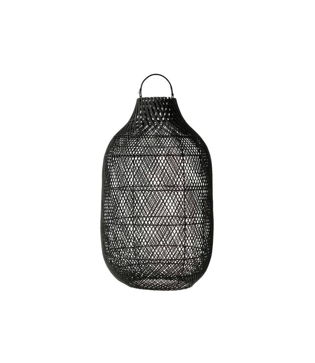Paris Prix - Lanterne Cylindrique En Rotin lyna 75cm Noir
