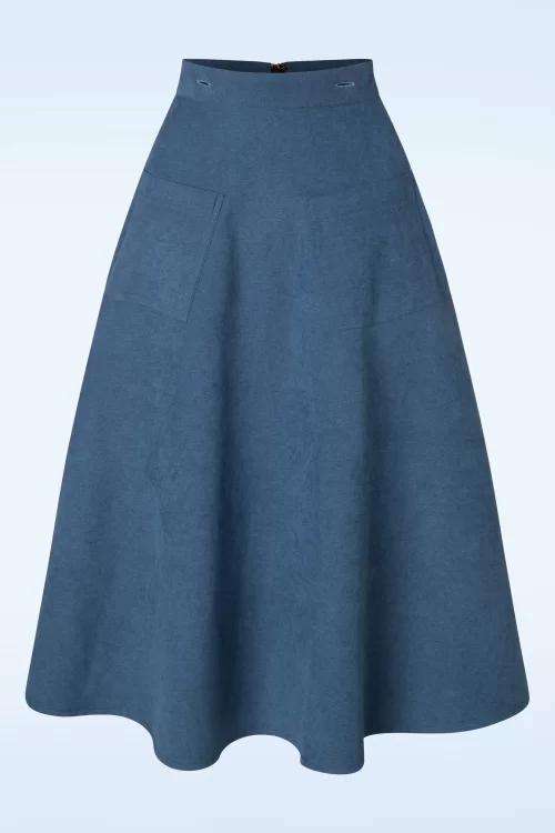 Banned Retro Book Smart overgooier swing-jurk in blauw