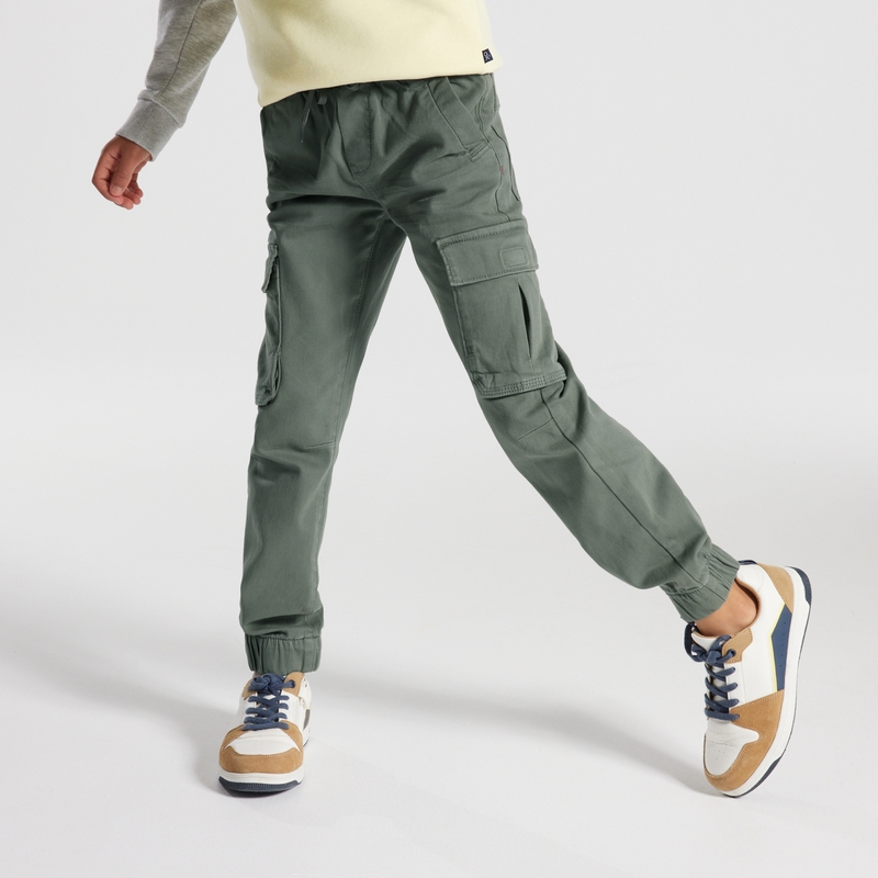 Pantalon cargo en toile vert garçon