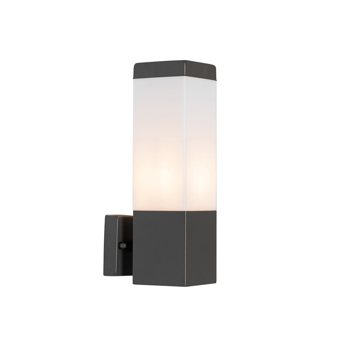 Moderne buitenwandlamp, donkergrijs met opaal - Malios