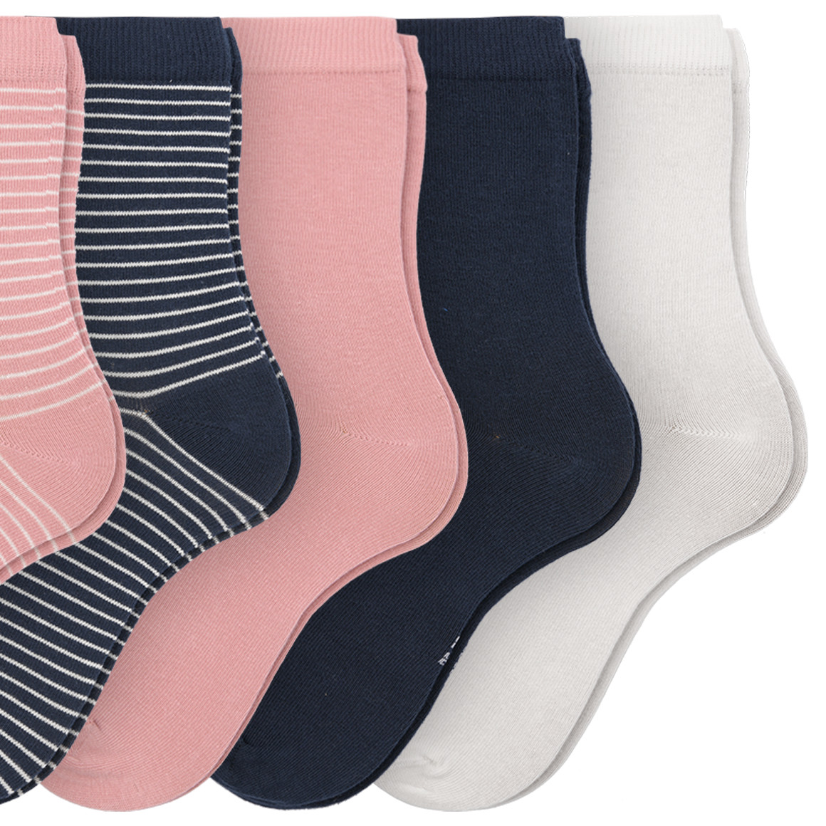Topolino 5 Paar Mädchen Socken mit Bio-Baumwolle rosa / dunkelblau / weiss