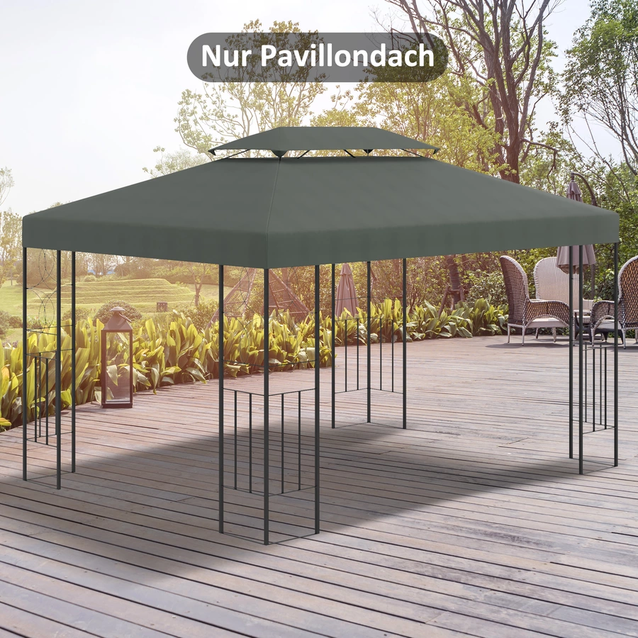 Outsunny Pavillondach für 3 x 4 m Grundflächen grau