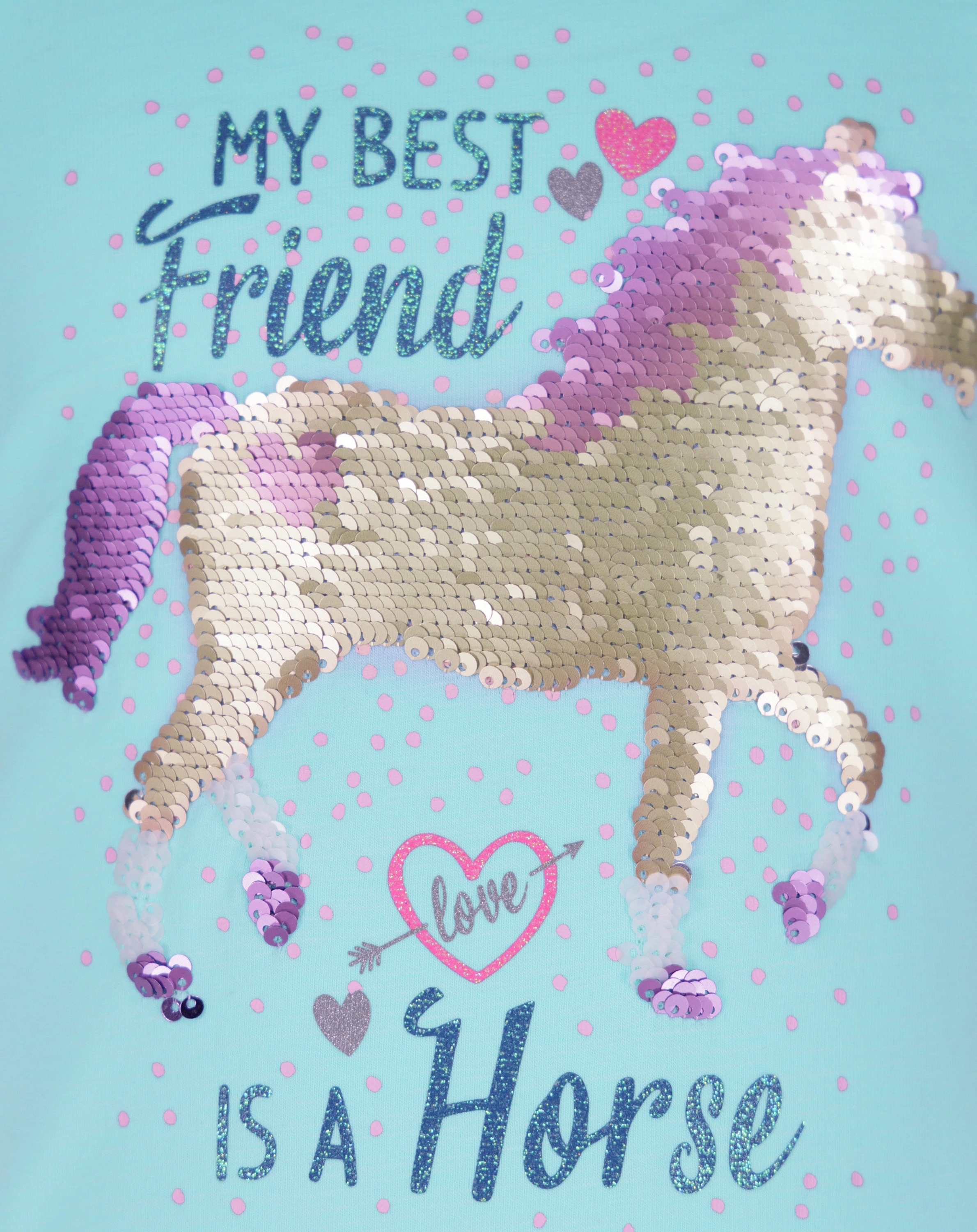 T-Shirt BEST FRIEND HORSE mit Wendepailletten in curacao