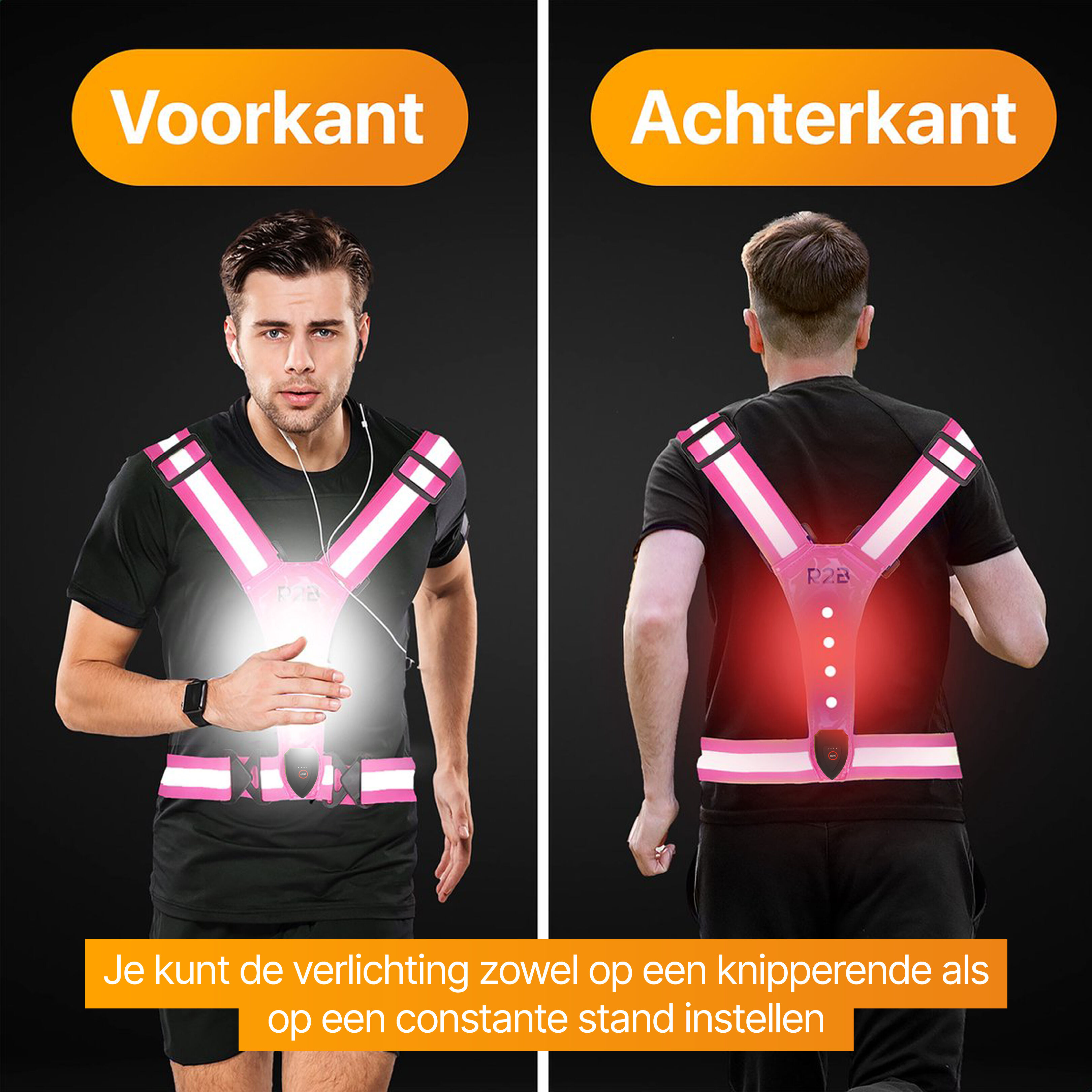 R2B oplaadbaar hardloopvest - Pink