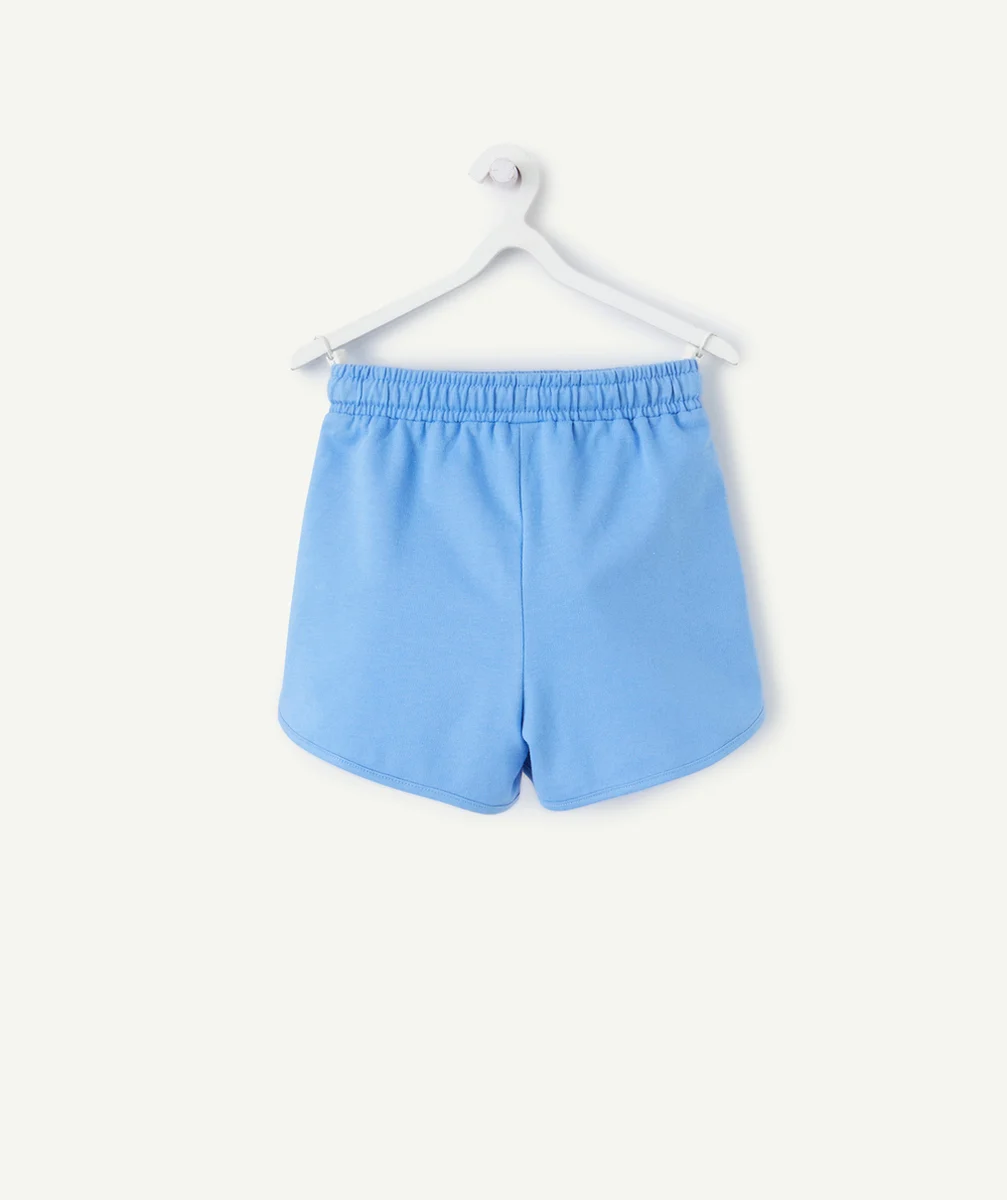 short fille en coton bio bleu avec cordons