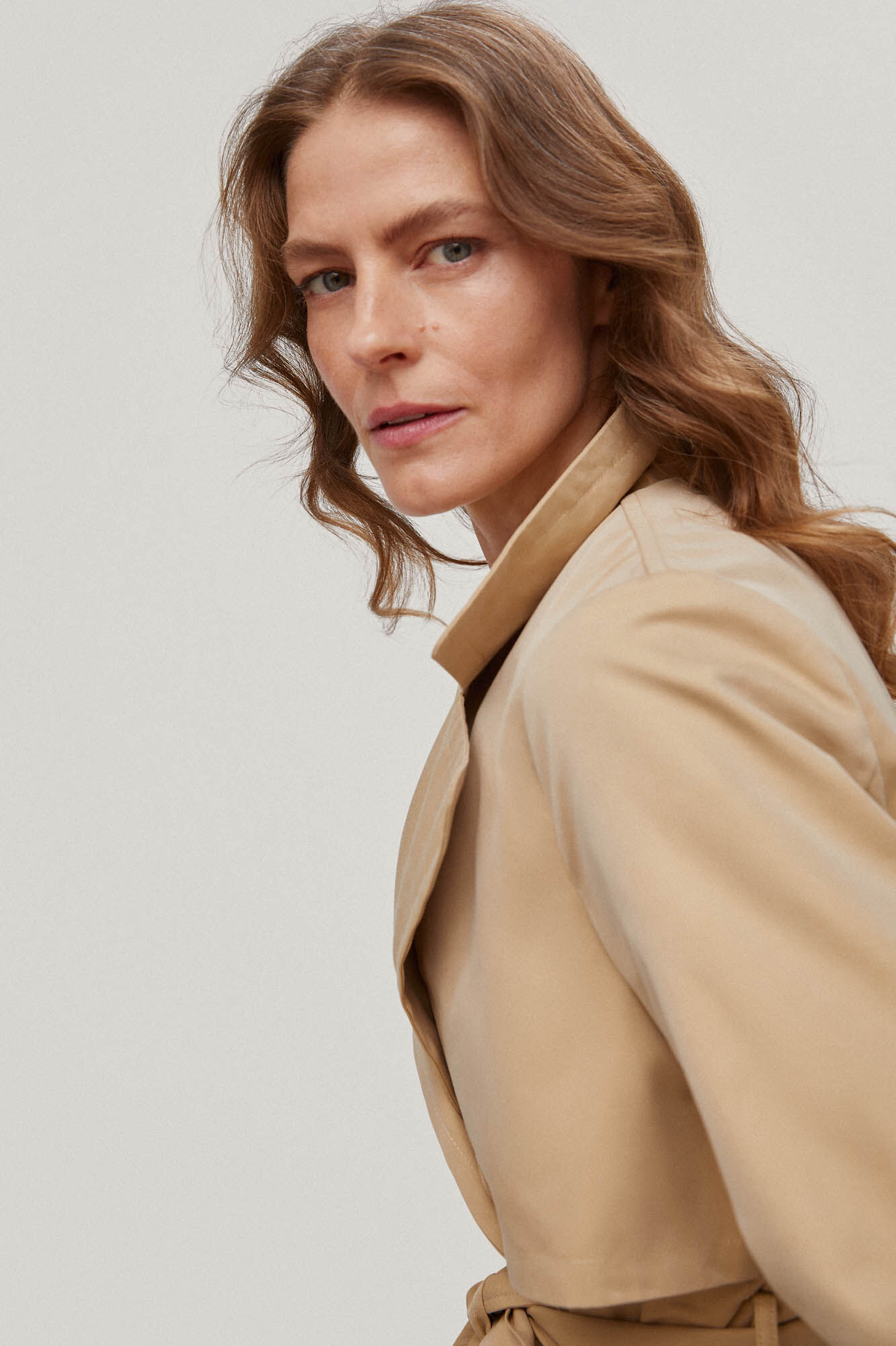 Gabardina longa lisa - Bege