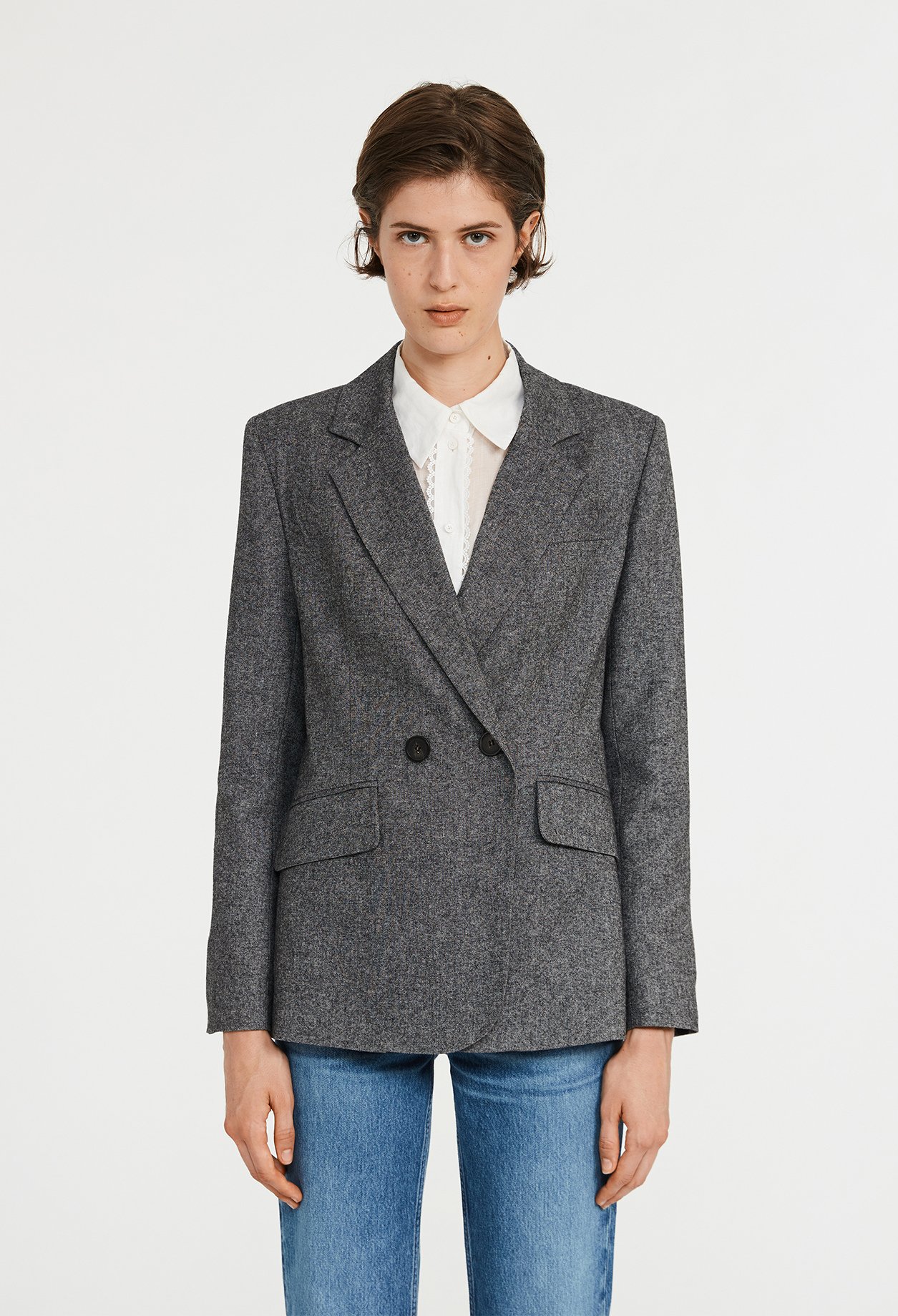 Veste tailleur gris chine