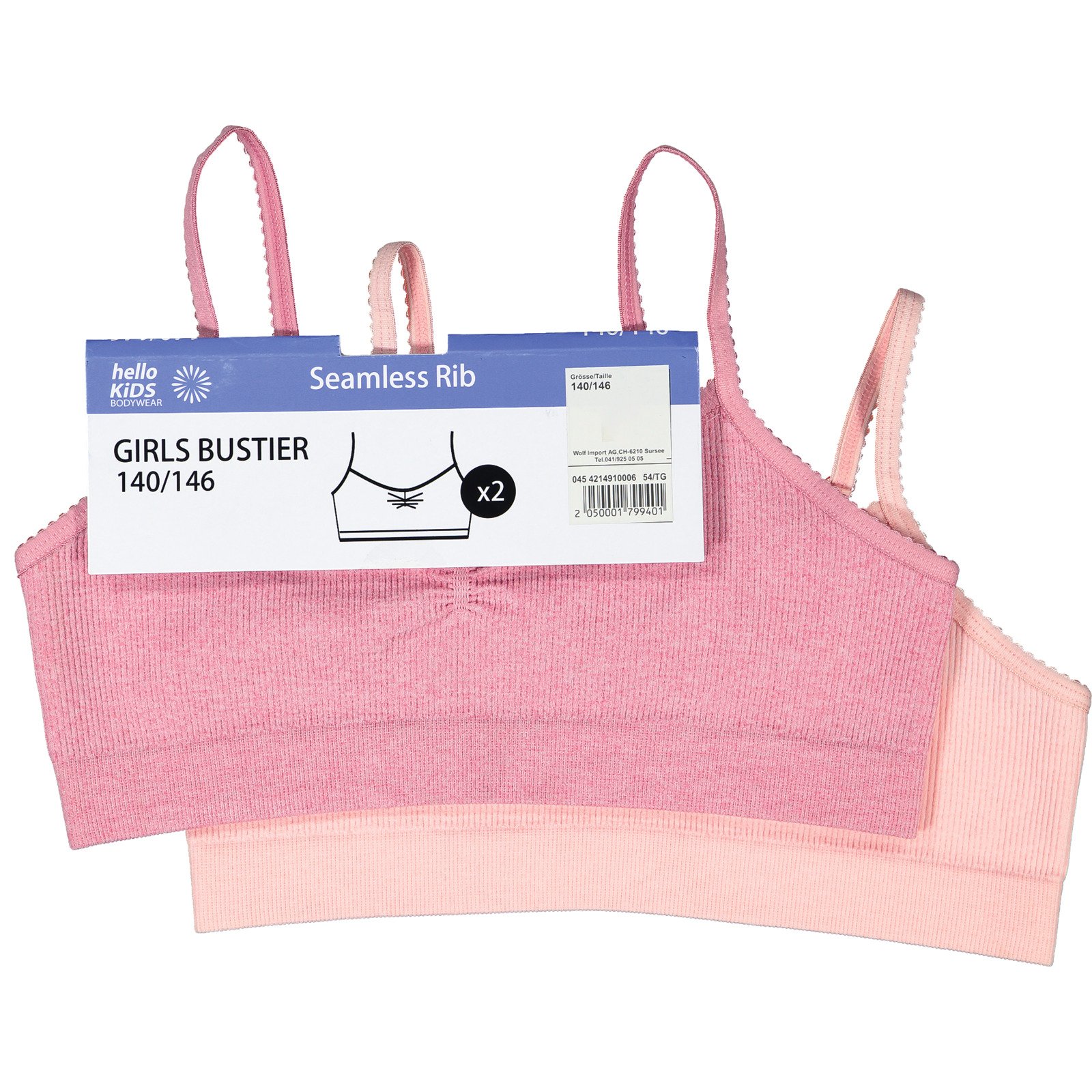 Mädchen-Slip Rib seamless, 2 Stück rosa