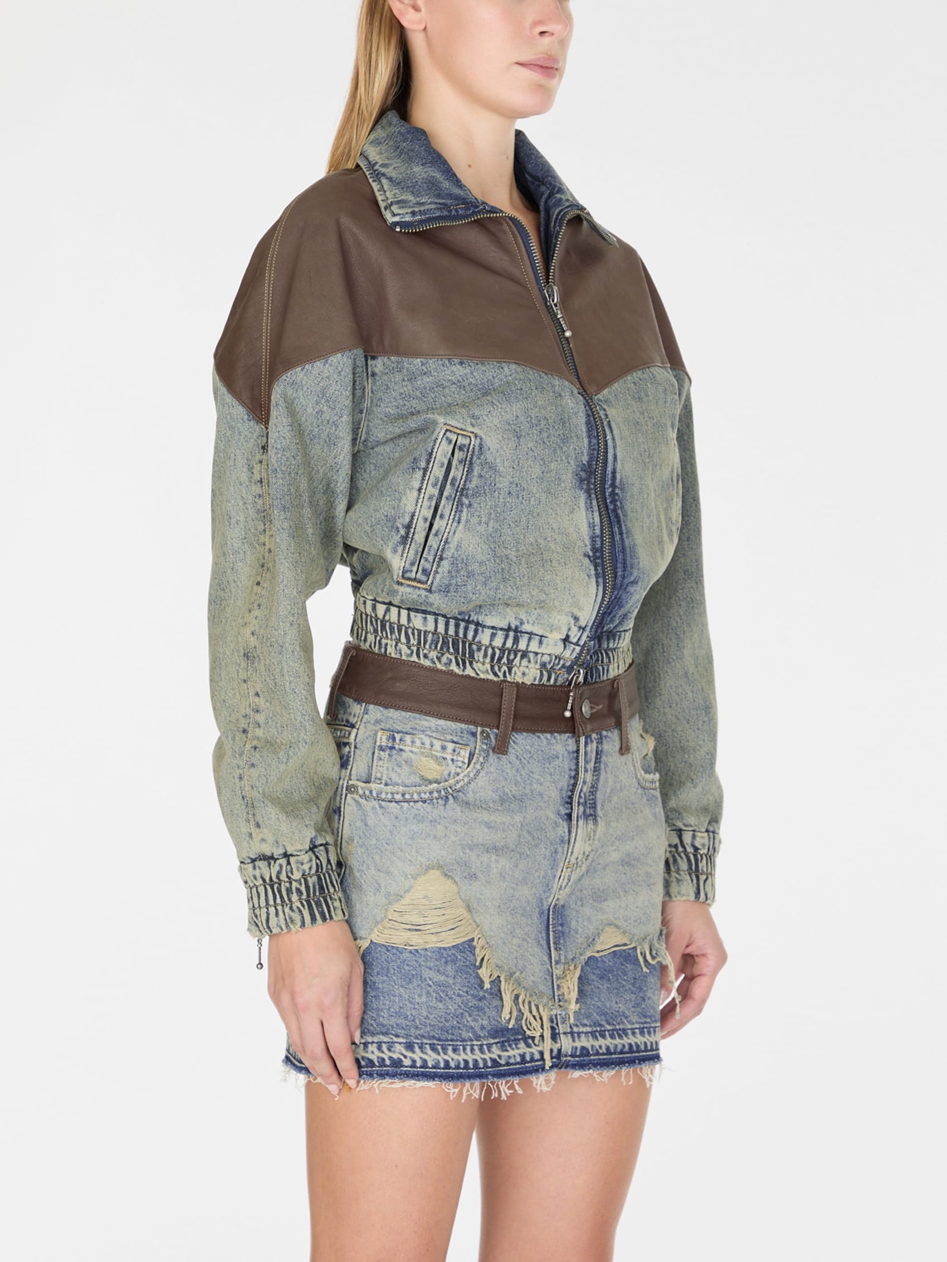 jaqueta jeans com zíper