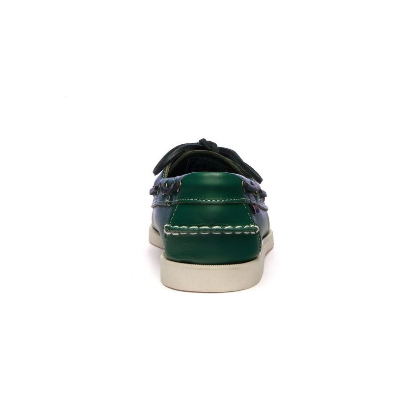 DOCKSIDES CUIR Green Forest-Chaussures bateau pour homme en cuir vert Portland