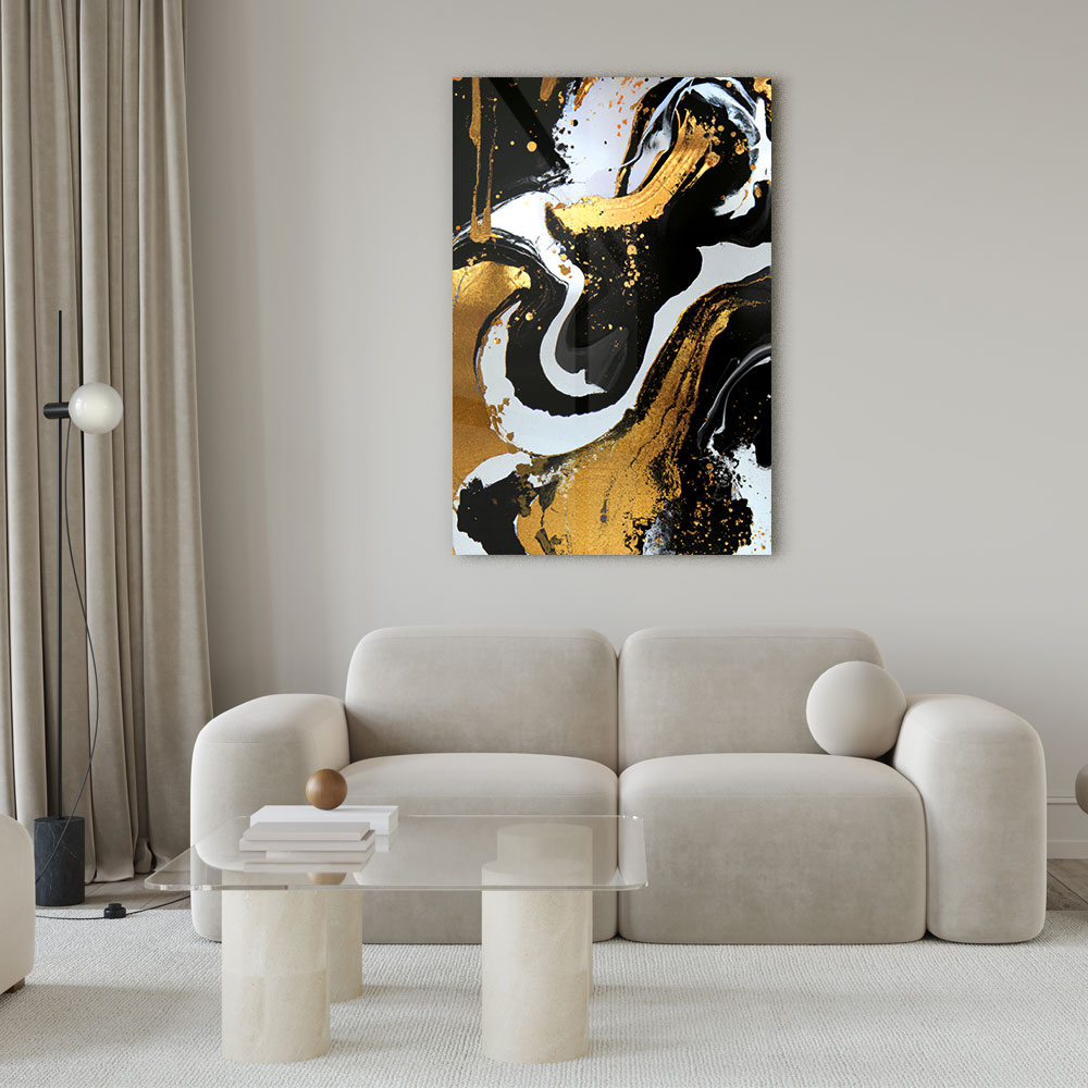 Walljar acrylglas schilderij - Golden Strokes Acrylglas schilderij - 70 x 100 cm
