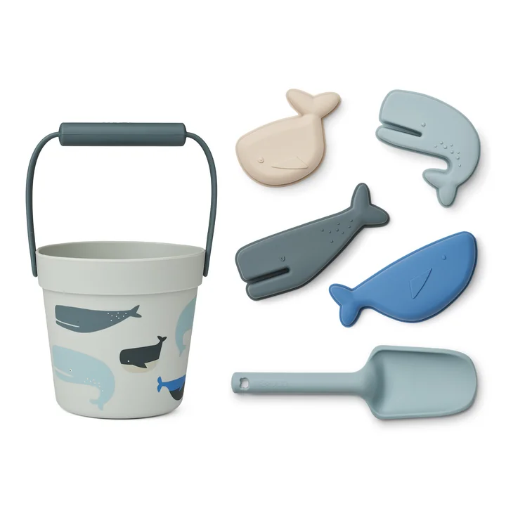 LIEWOOD - Dante Strandspielset, Wale, clould blue (6er-Set)