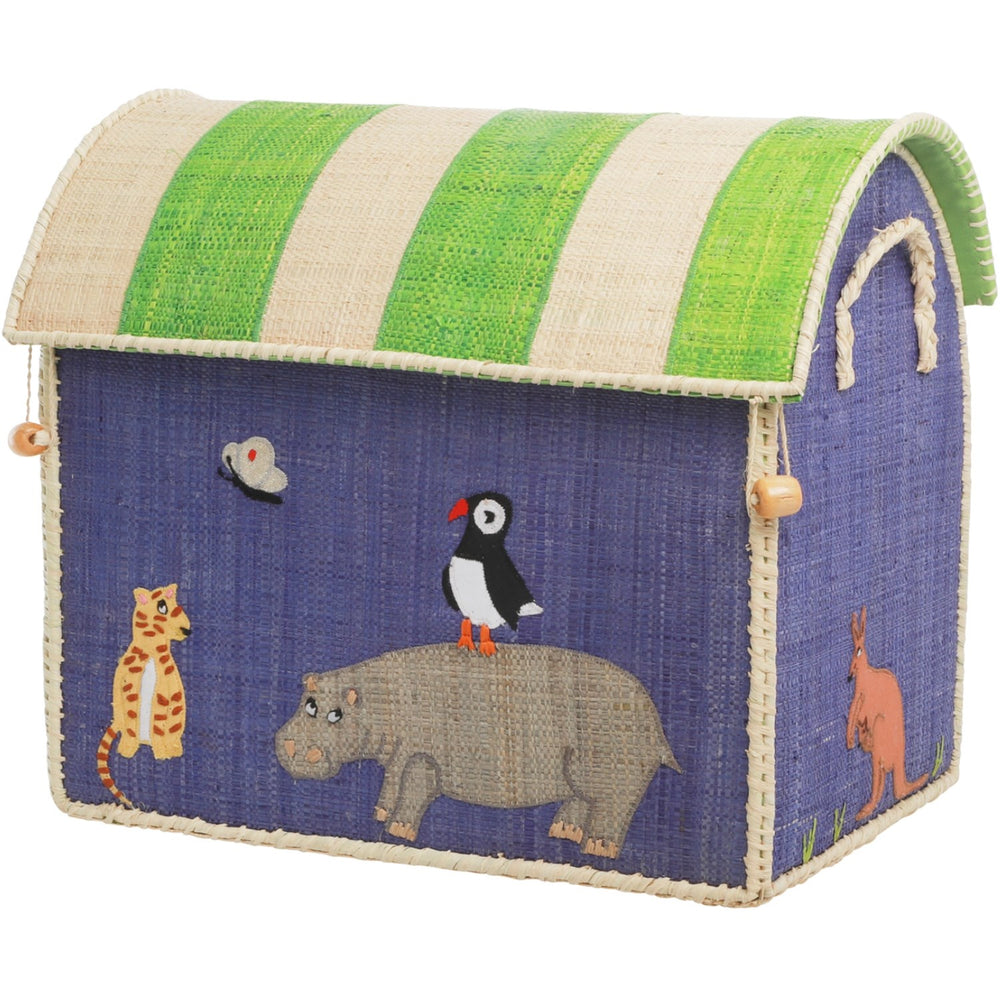 Køb Rice Raffia Legetøj Kurve Med Animal Theme - Sæt Of 3