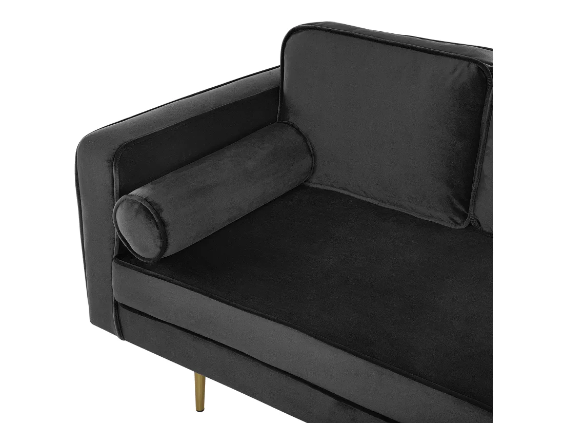 Chaise longue en velours noir côté droite MIRAMAS