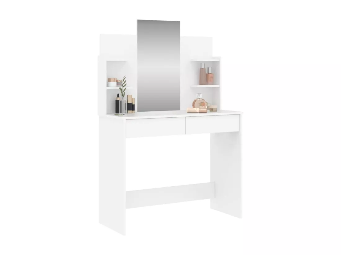 Coiffeuse avec miroir blanc 96x39x142 cm