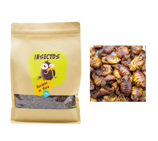 Bicho-da-seda desidratado 100g – Alimento complementar para pássaros, peixes de lago e répteis – Proteínas naturais para seus animais de estimação